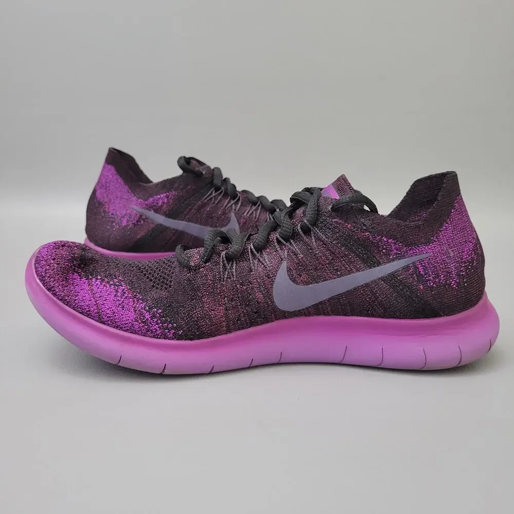 Rare Nike Womens Free RN Flyknit Size 9 Purple Black Athletic Running Shoe